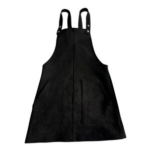 Black suede overall mini dress